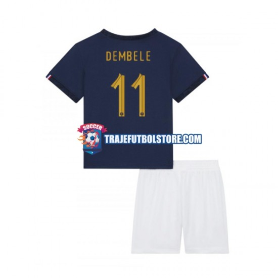 Camiseta 1ª Francia Dembele 11 Niño Copa Mundial 2022 Manga Corta