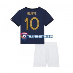 Camiseta 1ª Francia Mbappé 10 Niño Copa Mundial 2022 Manga Corta