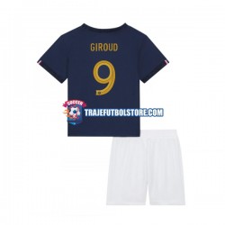Camiseta 1ª Francia Olivier Giroud 9 Niño Copa Mundial 2022 Manga Corta