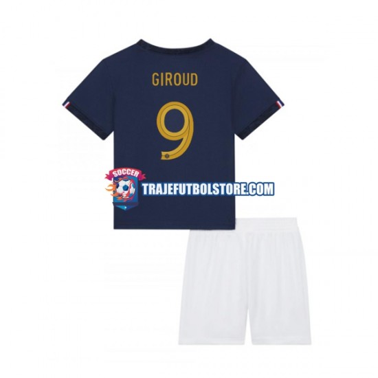 Camiseta 1ª Francia Olivier Giroud 9 Niño Copa Mundial 2022 Manga Corta