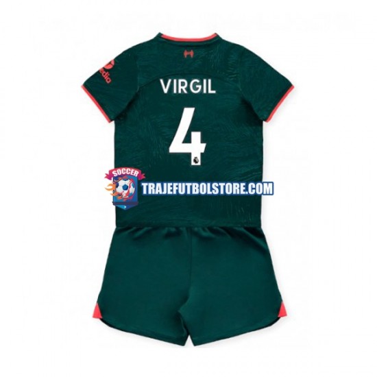 Camiseta 3ª Liverpool Virgil van Dijk 4 Niño 2022-2023 Manga Corta