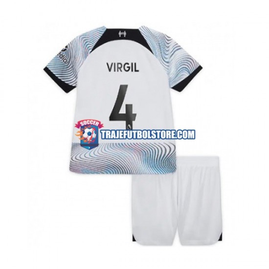 Camiseta 2ª Liverpool Virgil van Dijk Niño 2022-2023 Manga Corta