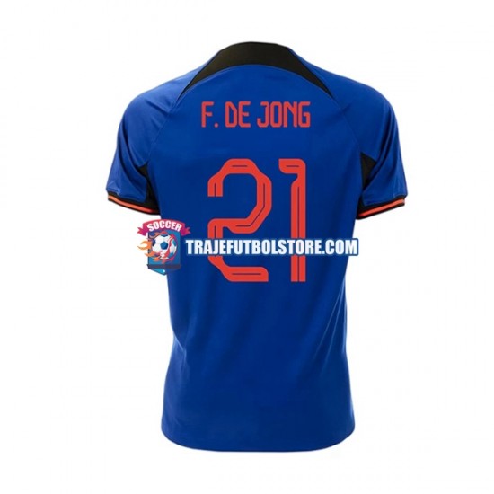 Camiseta 2ª Países Bajos Frenkie de Jong 21 Hombre Copa Mundial 2022 Manga Corta