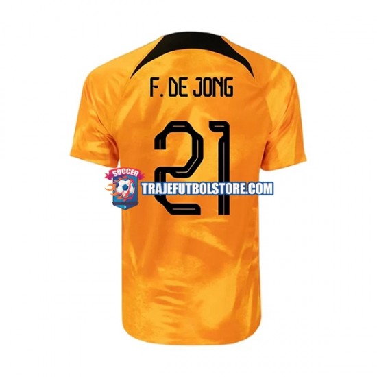 Camiseta 1ª Países Bajos Frenkie de Jong 21 Hombre Copa Mundial 2022 Manga Corta