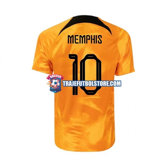 Camiseta 1ª Países Bajos Memphis 10 Hombre Copa Mundial 2022 Manga Corta