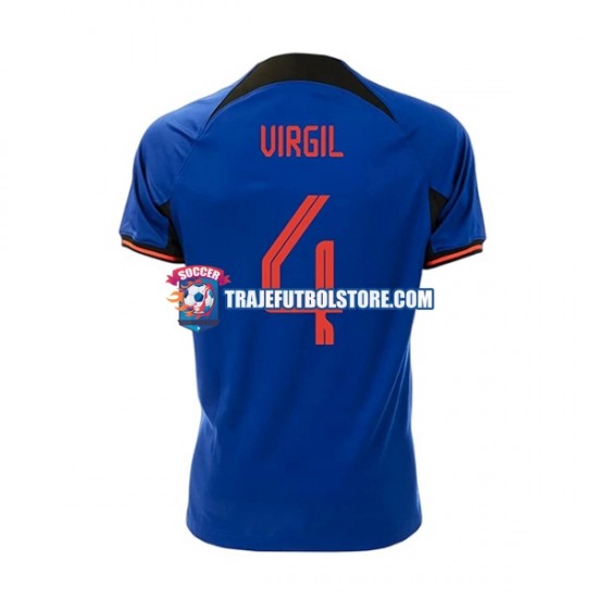 Camiseta 2ª Países Bajos Virgil 4 Hombre Copa Mundial 2022 Manga Corta