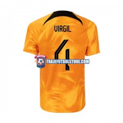 Camiseta 1ª Países Bajos Virgil 4 Hombre Copa Mundial 2022 Manga Corta