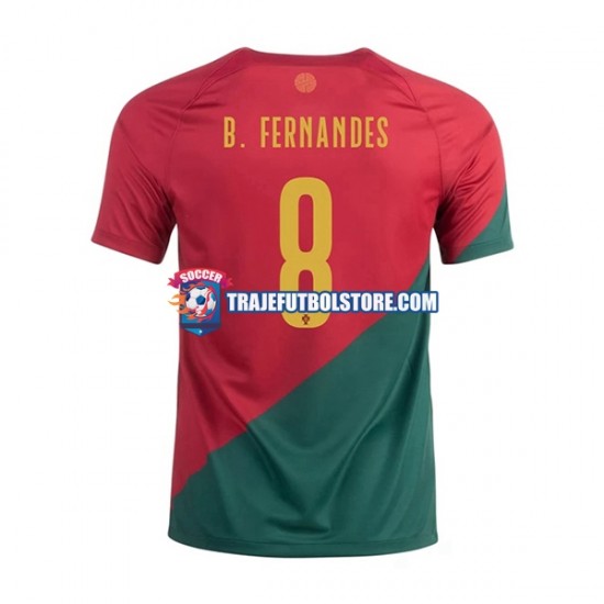 Camiseta 1ª Portugal B.Fernandes 8 Hombre Copa Mundial 2022 Manga Corta