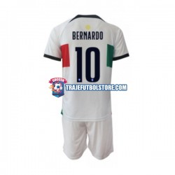 Camiseta 2ª Portugal Bernardo 10 Niño Copa Mundial 2022 Manga Corta