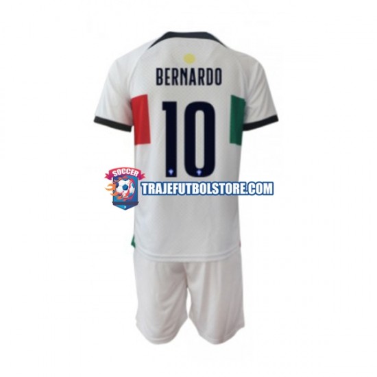 Camiseta 2ª Portugal Bernardo 10 Niño Copa Mundial 2022 Manga Corta