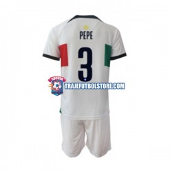 Camiseta 2ª Portugal PEPE 3 Niño Copa Mundial 2022 Manga Corta