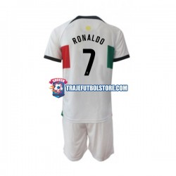 Camiseta 2ª Portugal Ronaldo 7 Niño Copa Mundial 2022 Manga Corta