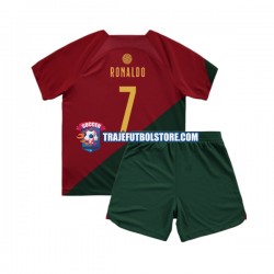 Camiseta 1ª Portugal Ronaldo 7 Niño Copa Mundial 2022 Manga Corta