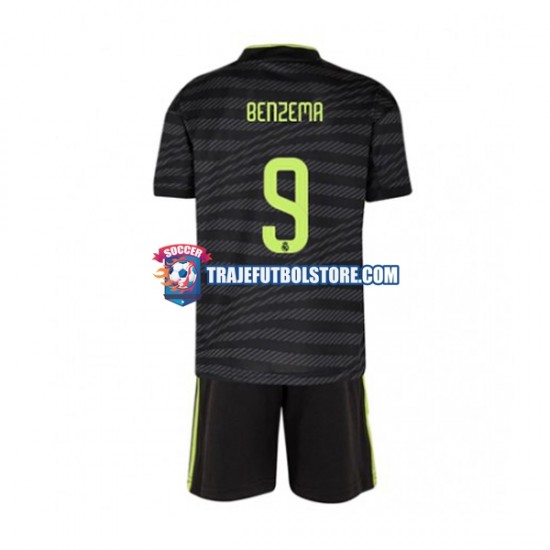 Camiseta 3ª Real Madrid Benzema 9 Niño 2022-2023 Manga Corta