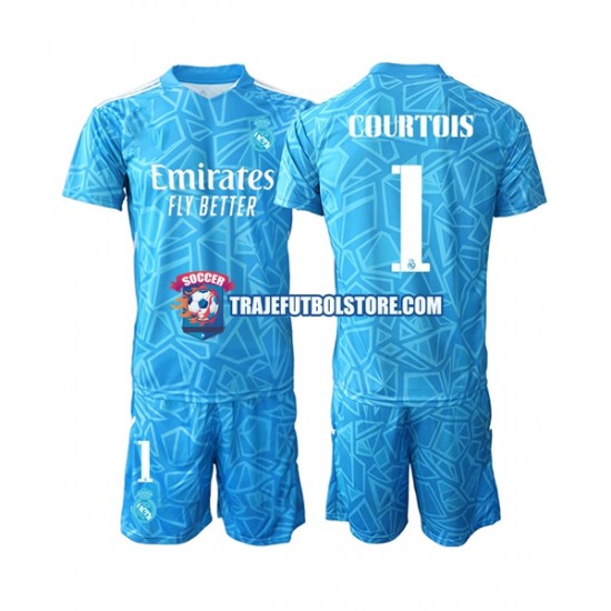Camiseta 1ª Real Madrid Courtois 1 Portero Niño 2022-2023 Manga Corta