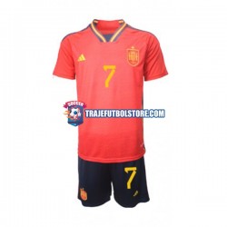 Camiseta 1ª España Alvaro Morata 7 Niño Copa Mundial 2022 Manga Corta