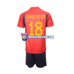 Camiseta 1ª España Jordi Alba 18 Niño Copa Mundial 2022 Manga Corta