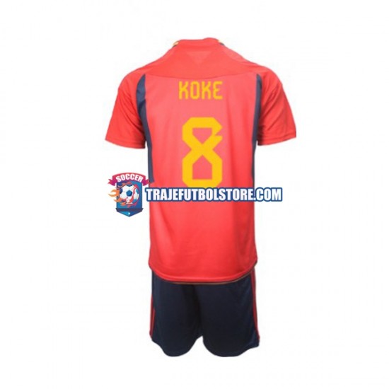 Camiseta 1ª España Koke 8 Niño Copa Mundial 2022 Manga Corta