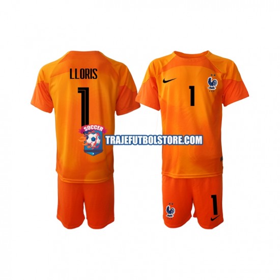 Camiseta 2ª Francia Hugo Lloris 1 Portero Niño Copa Mundial 2022 Manga Corta