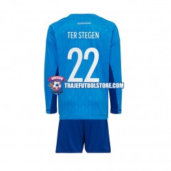 Camiseta 1ª Alemania ter Stegen 22 Portero Niño Copa Mundial 2022 ML