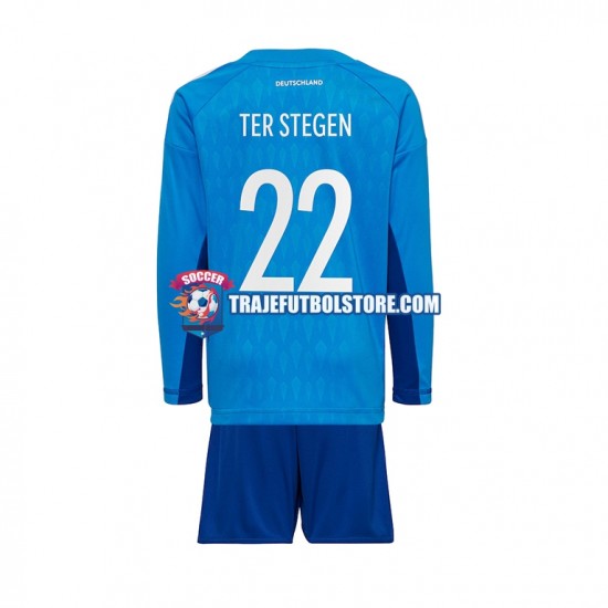 Camiseta 1ª Alemania ter Stegen 22 Portero Niño Copa Mundial 2022 ML