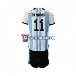 Camiseta 1ª Argentina Di Maria 11 Niño Copa Mundial 2022 Manga Corta