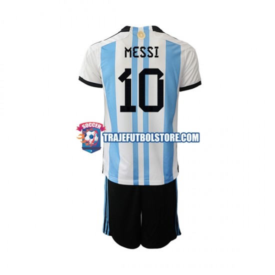 Camiseta 1ª Argentina Messi 10 Niño Copa Mundial 2022 Manga Corta