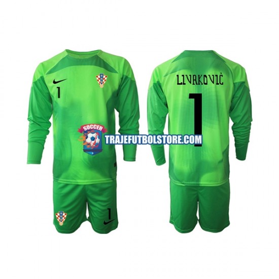 Camiseta 2ª Croacia Livakovic 1 Portero Niño Copa Mundial 2022 ML