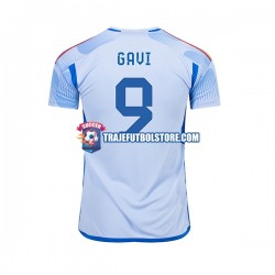 Camiseta 2ª España Gavi 9 Hombre Copa Mundial 2022 Manga Corta