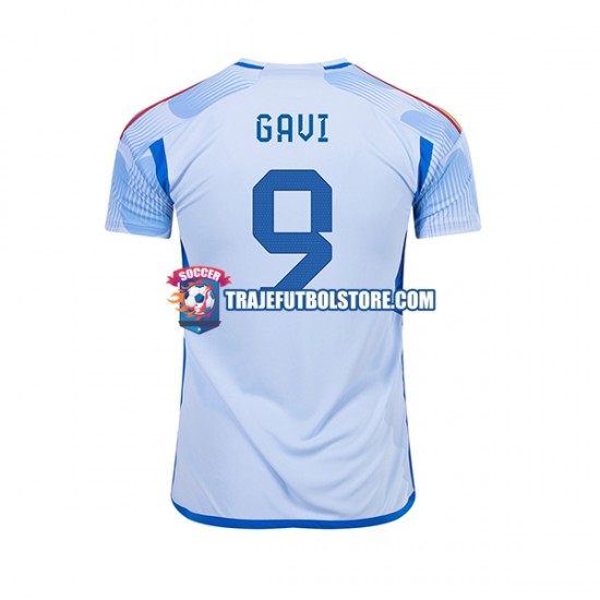 Camiseta 2ª España Gavi 9 Hombre Copa Mundial 2022 Manga Corta