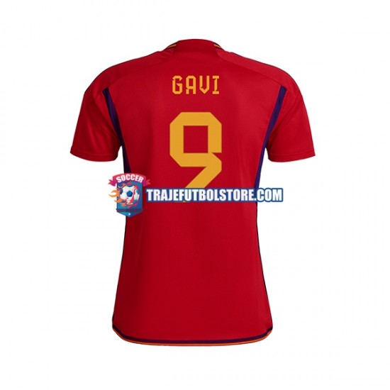Camiseta 1ª España Gavi 9 Hombre Copa Mundial 2022 Manga Corta