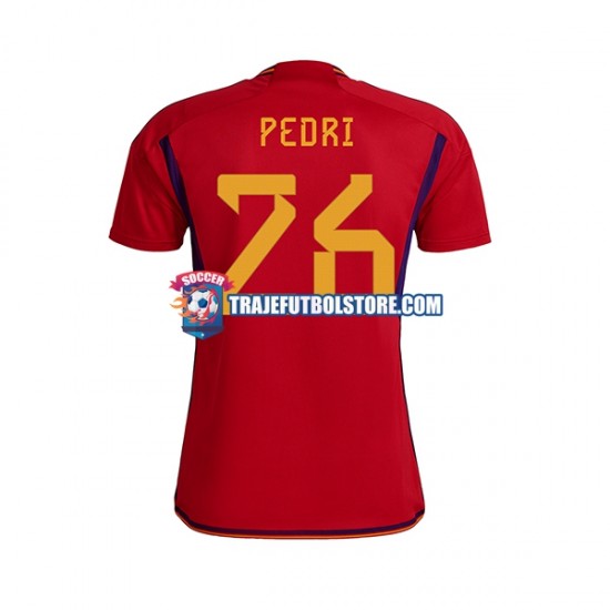 Camiseta 1ª España PEDRI 26 Hombre Copa Mundial 2022 Manga Corta