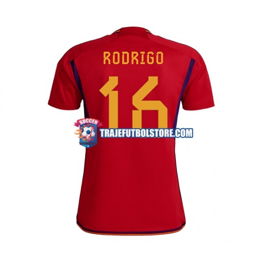 Camiseta 1ª España RODRIGO 16 Hombre Copa Mundial 2022 Manga Corta