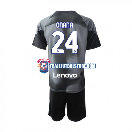 Camiseta 1ª Inter Milan Andre Onana 24 Portero Niño 2022-2023 Manga Corta