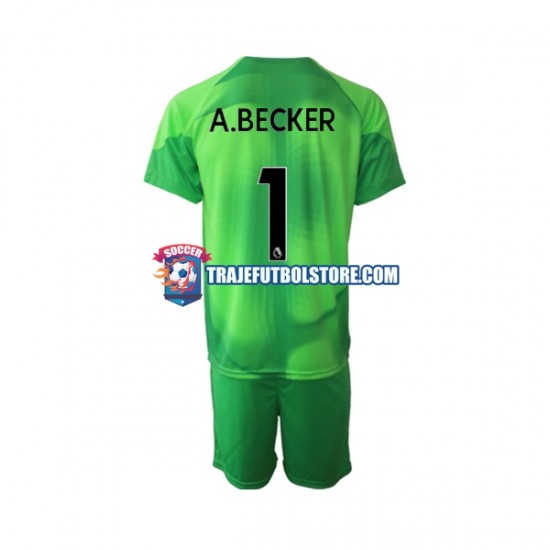 Camiseta 3ª Liverpool A.Becker 1 Portero Niño 2022-2023 Manga Corta