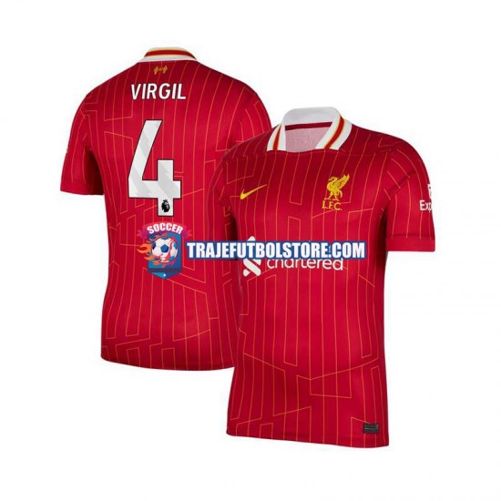 Camiseta 1ª Liverpool Virgil van Dijk 4 Hombre 2024-2025 Manga Corta