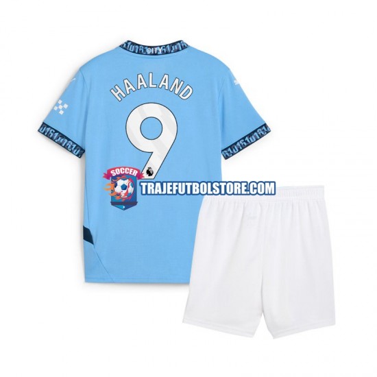 Camiseta 1ª Manchester City Erling Haaland 9 Niño 2024-2025 Manga Corta