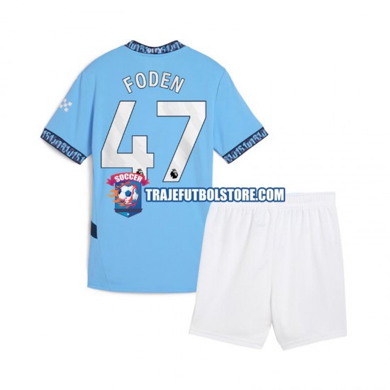 Camiseta 1ª Manchester City Phil Foden 47 Niño 2024-2025 Manga Corta