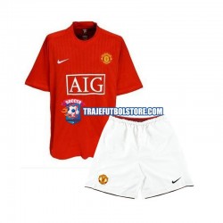 Camiseta 1ª Manchester United 2007 Retro Niño Manga Corta