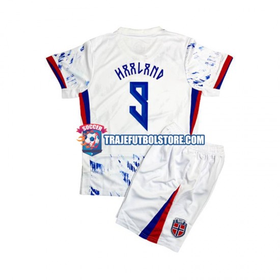 Camiseta 2ª Noruega Erling Haaland 9 Niño 2024 Manga Corta