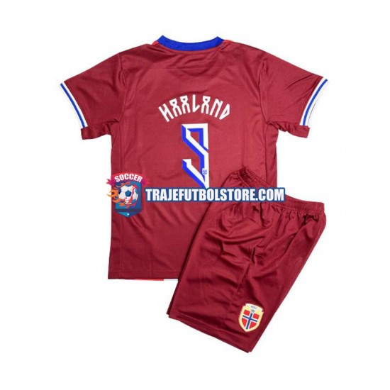 Camiseta 1ª Noruega Erling Haaland 9 Niño 2024 Manga Corta