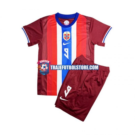 Camiseta 1ª Noruega Erling Haaland 9 Niño 2024 Manga Corta